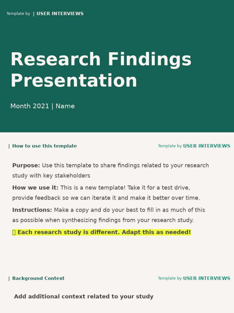 User Research Findings Presentation Template – by User Interviews | PDF ...