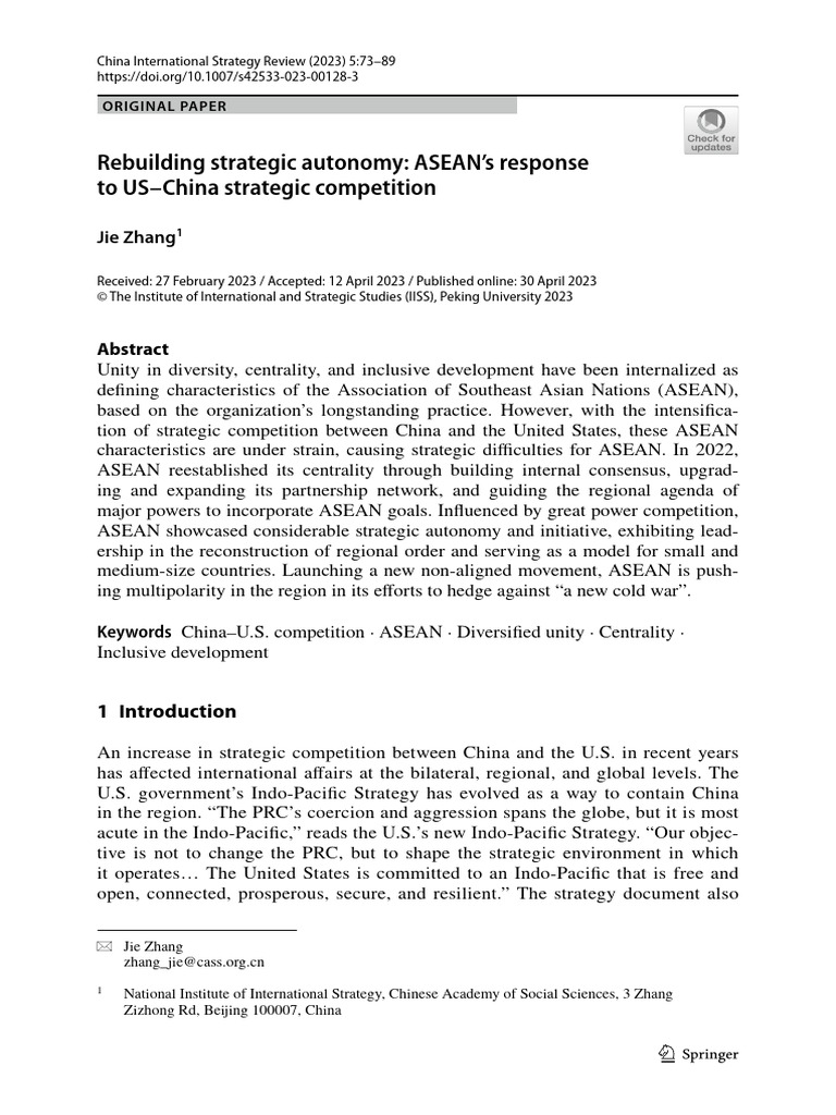 ASEAN's Strategic Autonomy Amid US-China Rivalry | PDF | China | World ...