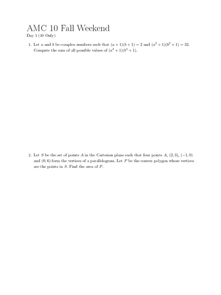AMC1012_10only_day3 | PDF | Area | Geometric Shapes