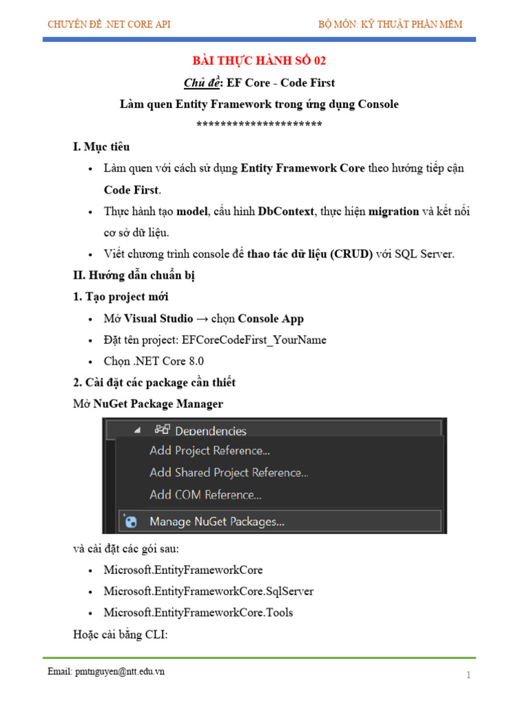 Lab 02 - EF Core Và Code First | PDF