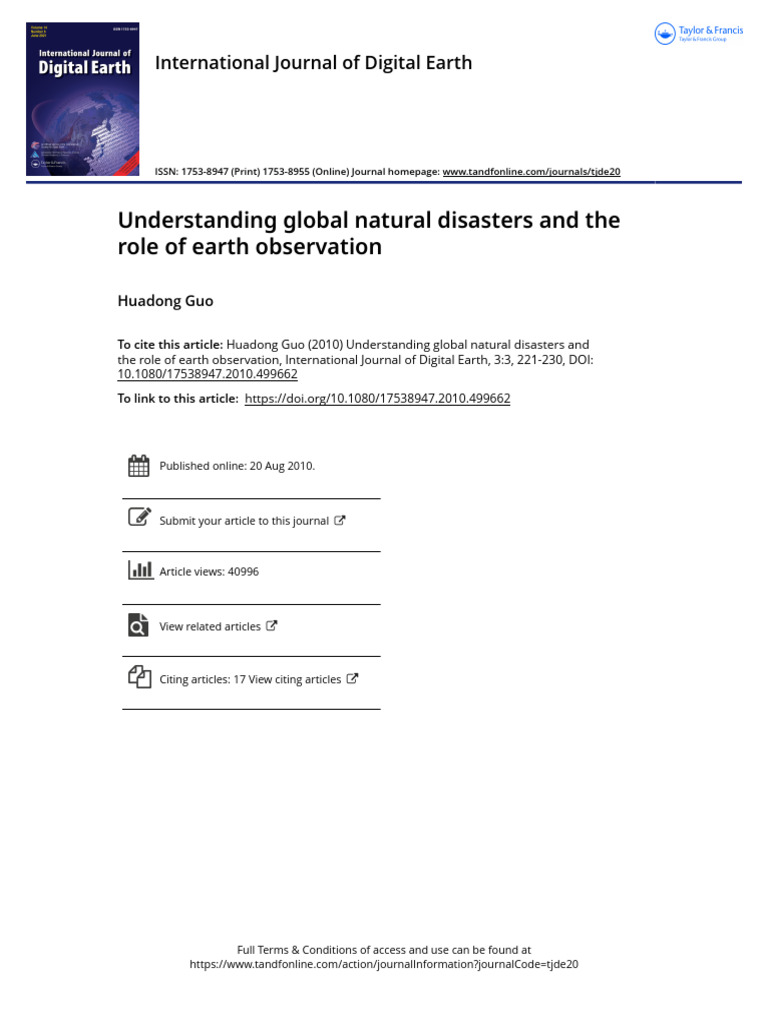 Earth Observation in Natural Disasters | PDF | Tropical Cyclones ...