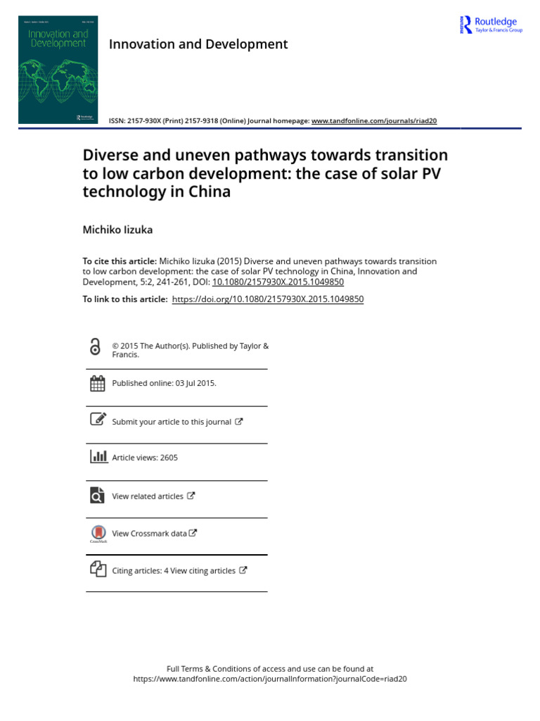Solar PV Transition in China's Low Carbon Development | PDF ...