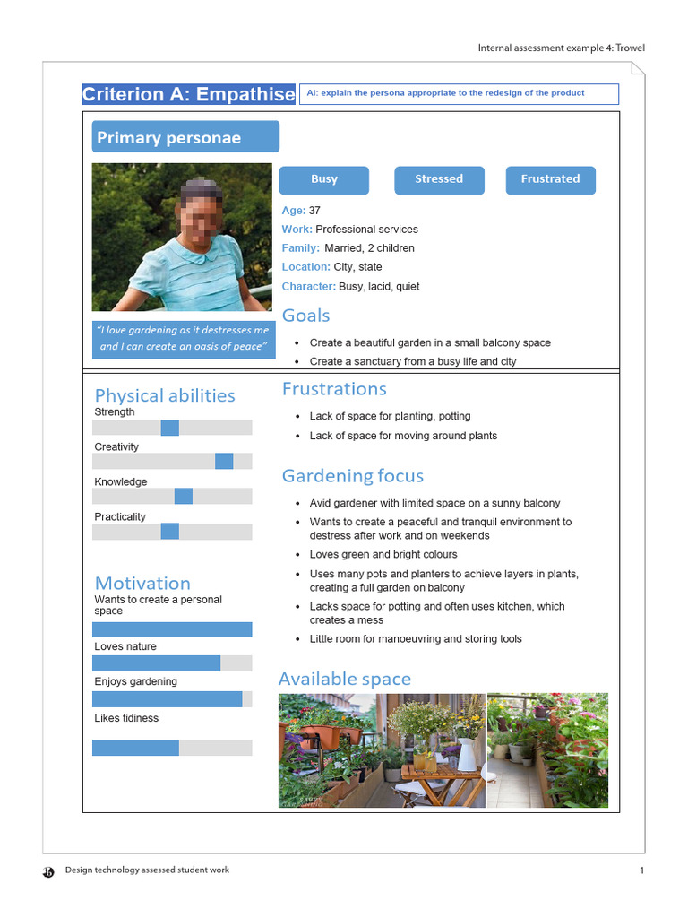 4 Trowel, IBDP Design Technology 2027 IA Example, Commentary | PDF ...