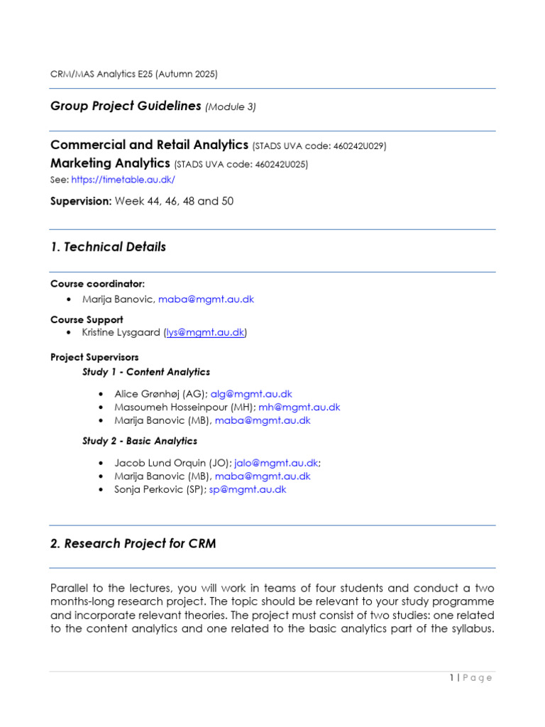 CRM/MAS Group Project Guidelines 2025 | PDF | Marketing