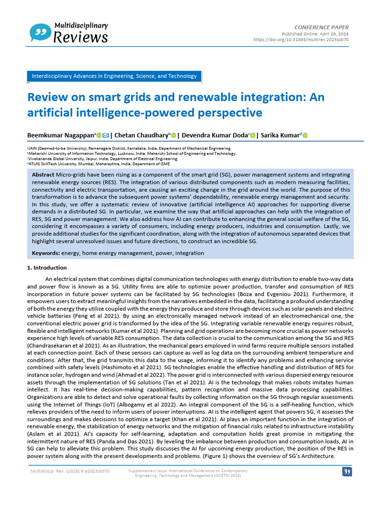 AI in Smart Grids and Renewable Energy | PDF | Smart Grid | Distributed ...