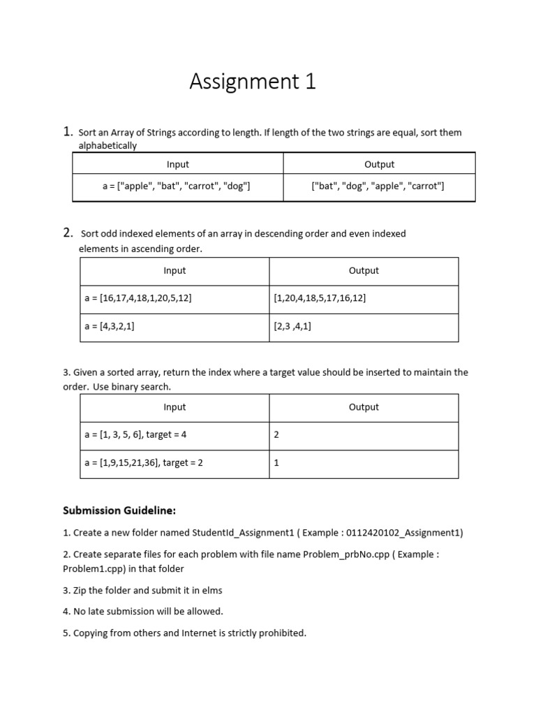 String and Array Sorting Assignment | PDF