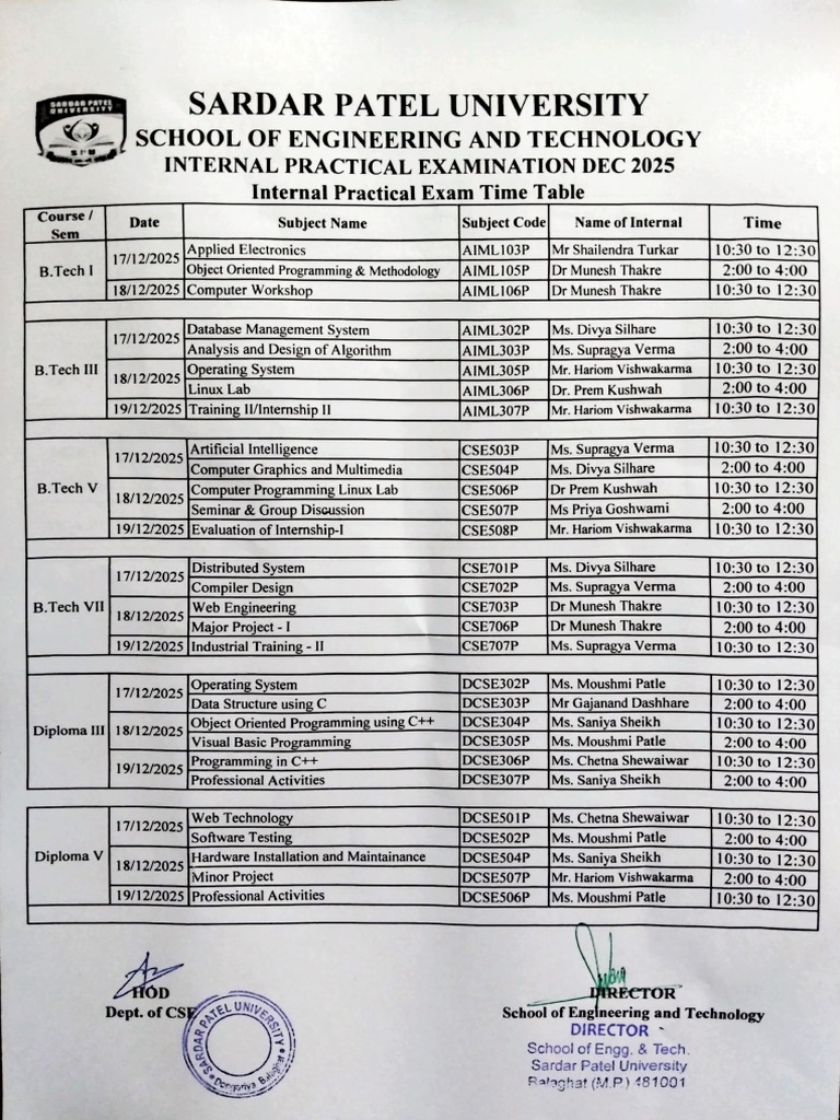 Internal Practical Exam Timetable 2025 | PDF | Computing | Computer ...