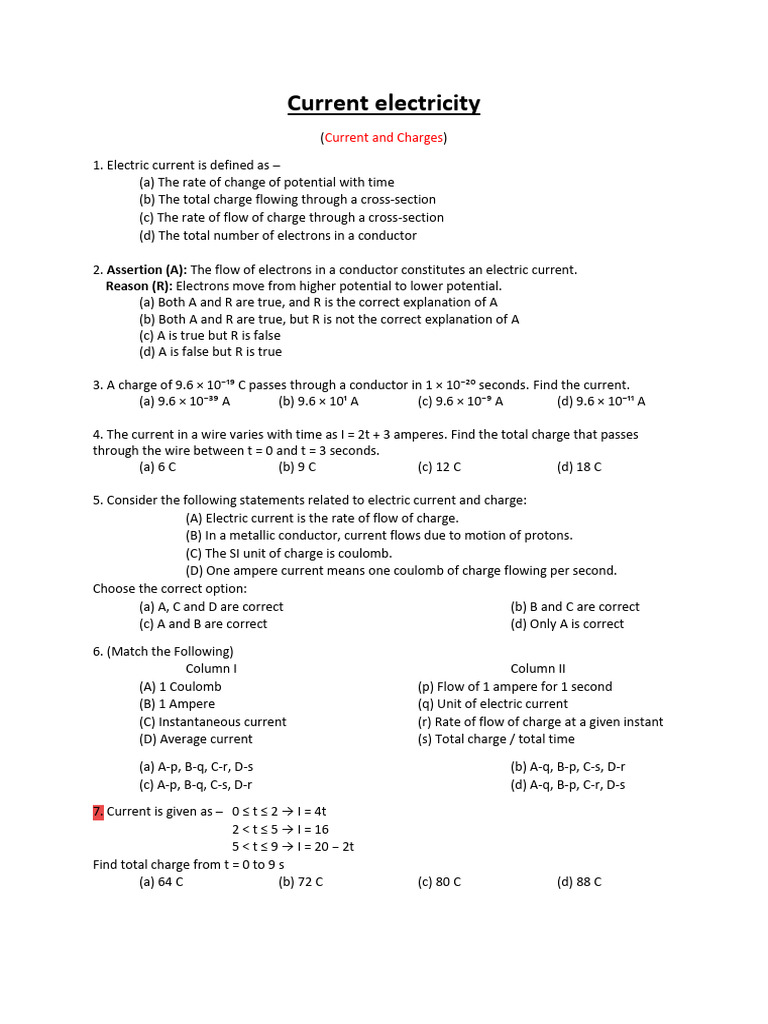 DPP Current I | PDF | Electric Current | Electromagnetism