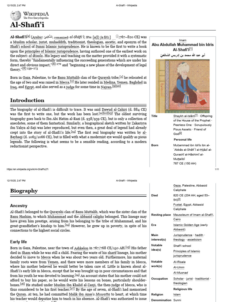 Imam Al-Shafi'i: Pioneer of Jurisprudence | PDF | Hadith | Islamic ...
