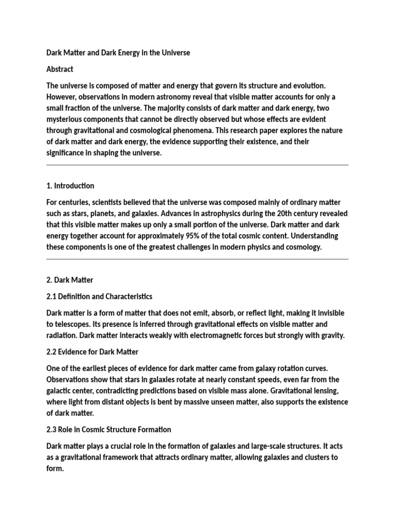 Dark Matter and Dark Energy in The Universe | PDF | Dark Energy | Dark ...