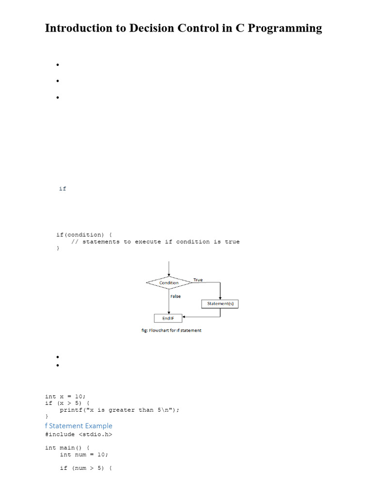 Introduction To Decision Control in C Programming | PDF | Control Flow ...