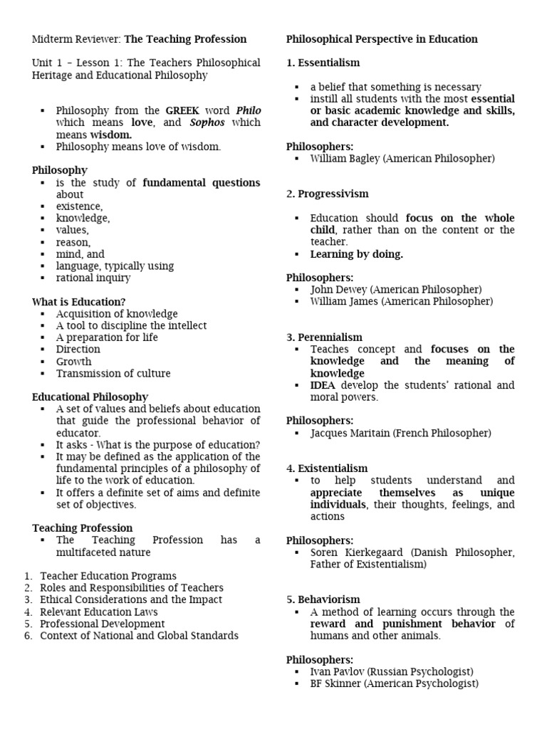 Teaching Profession: Philosophy & Standards | PDF | Teachers ...