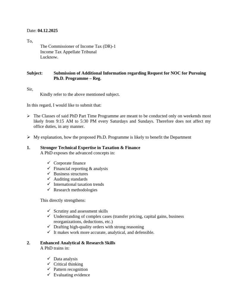 Letter From Deepak1 | PDF | Taxes | Doctor Of Philosophy