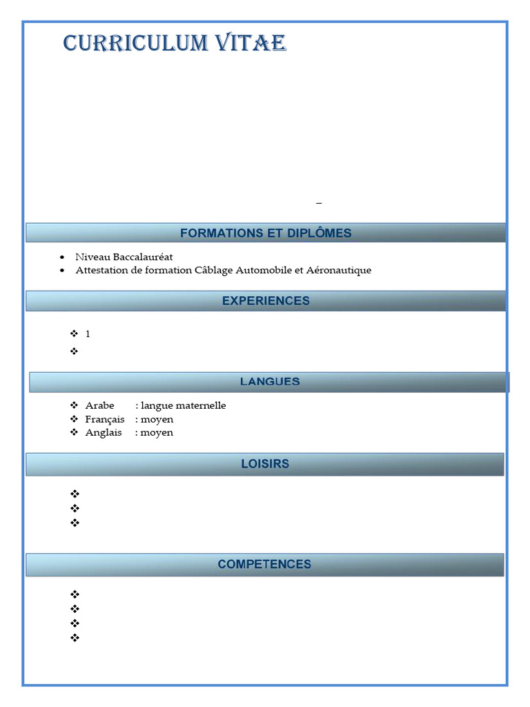 CV de Sara Eshassah - Câblage Automobile | PDF