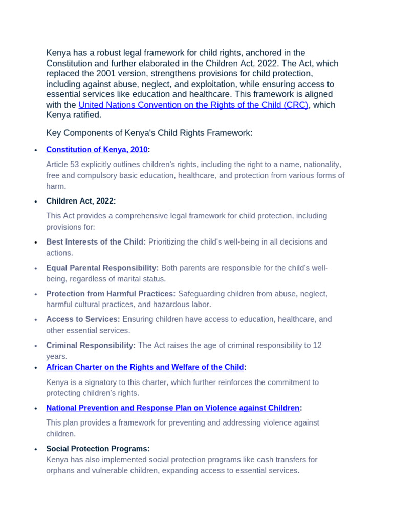 Kenya's Children Act 2022 Overview | PDF | Children's Rights | Child ...