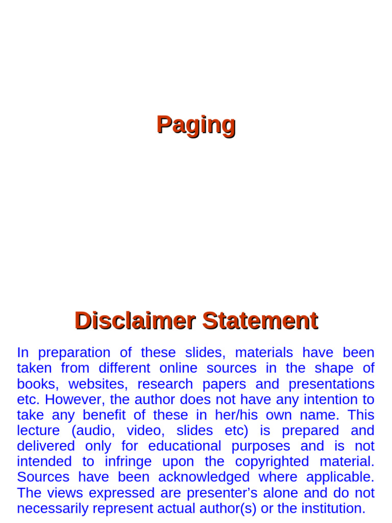 Lec 21 - Paging | PDF | Computer Science | Computer Hardware