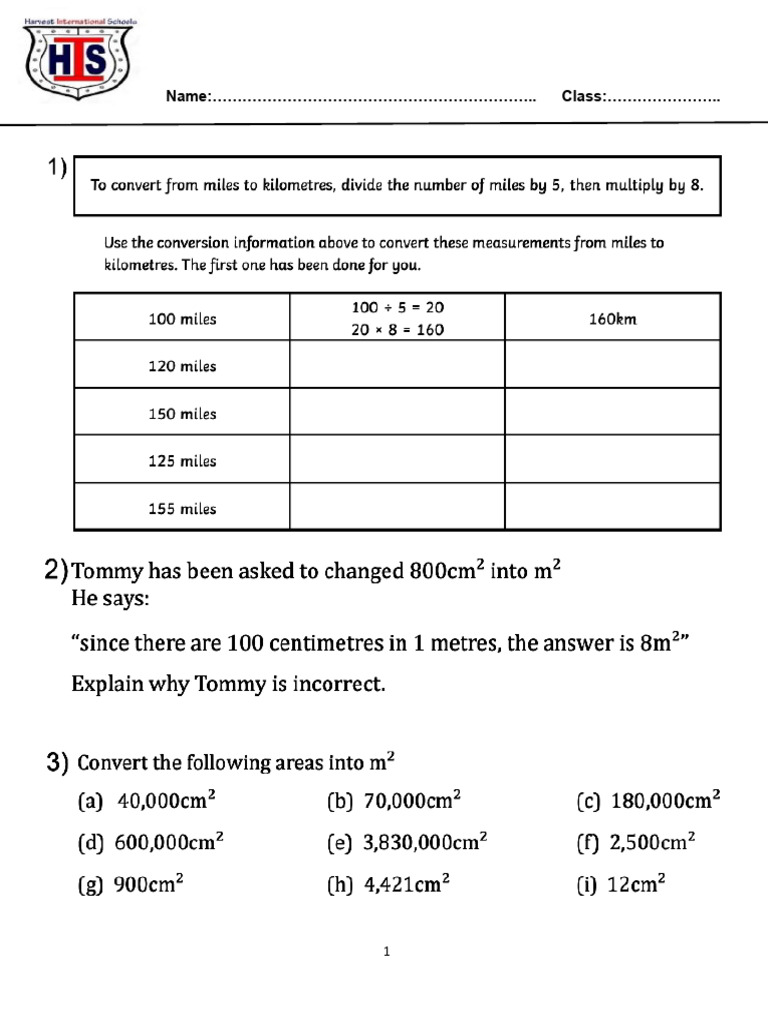 1st Term Revision Sheet Y7 Math For 6th Year | PDF