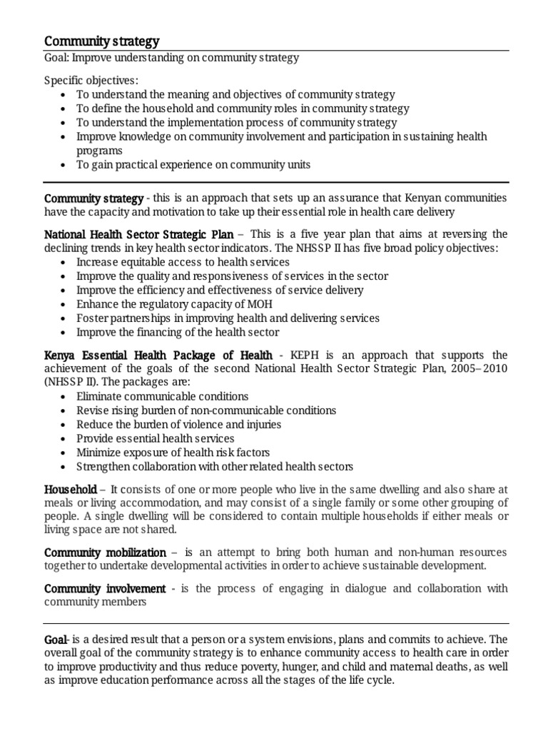 Understanding Community Health Strategy | PDF