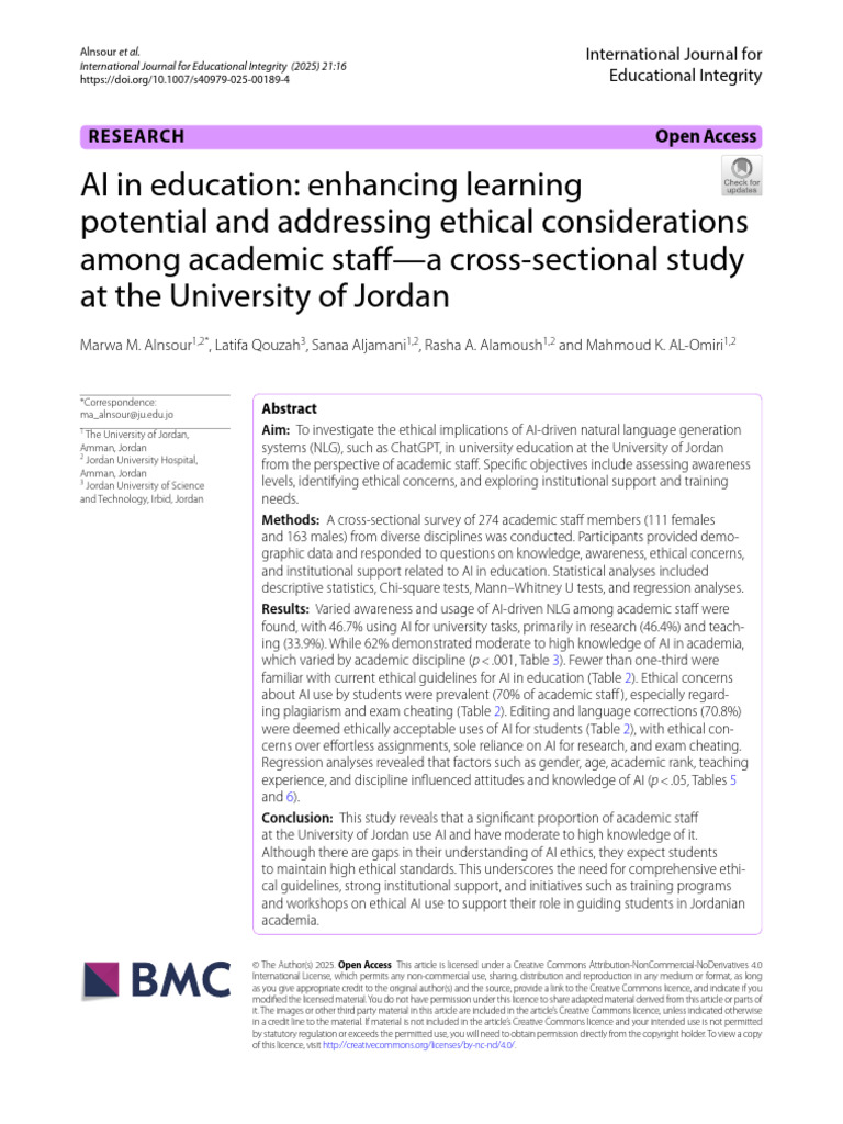 AI in Education: Enhancing Learning Potential and Addressing Ethical ...