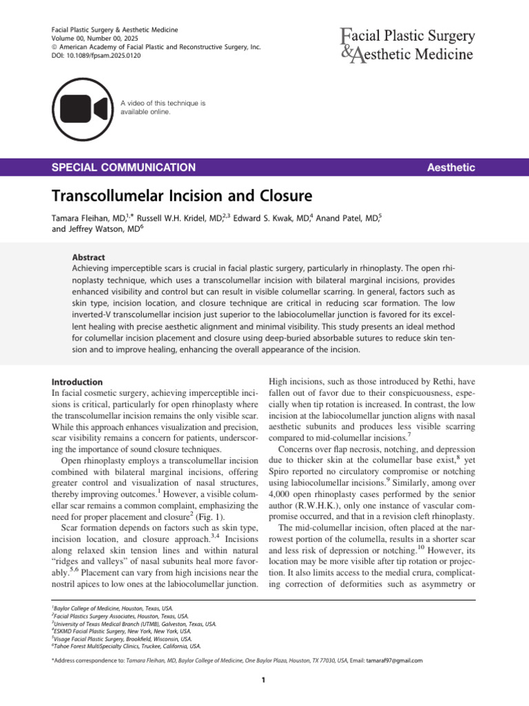 Low Inverted-V Incision for Rhinoplasty | PDF | Surgical Suture ...