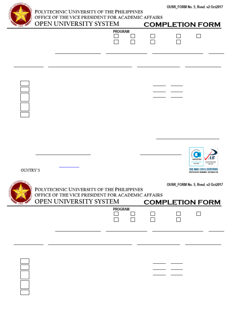 PUP 20OUS 20Application 20for 20Completion 202017 (2) | PDF