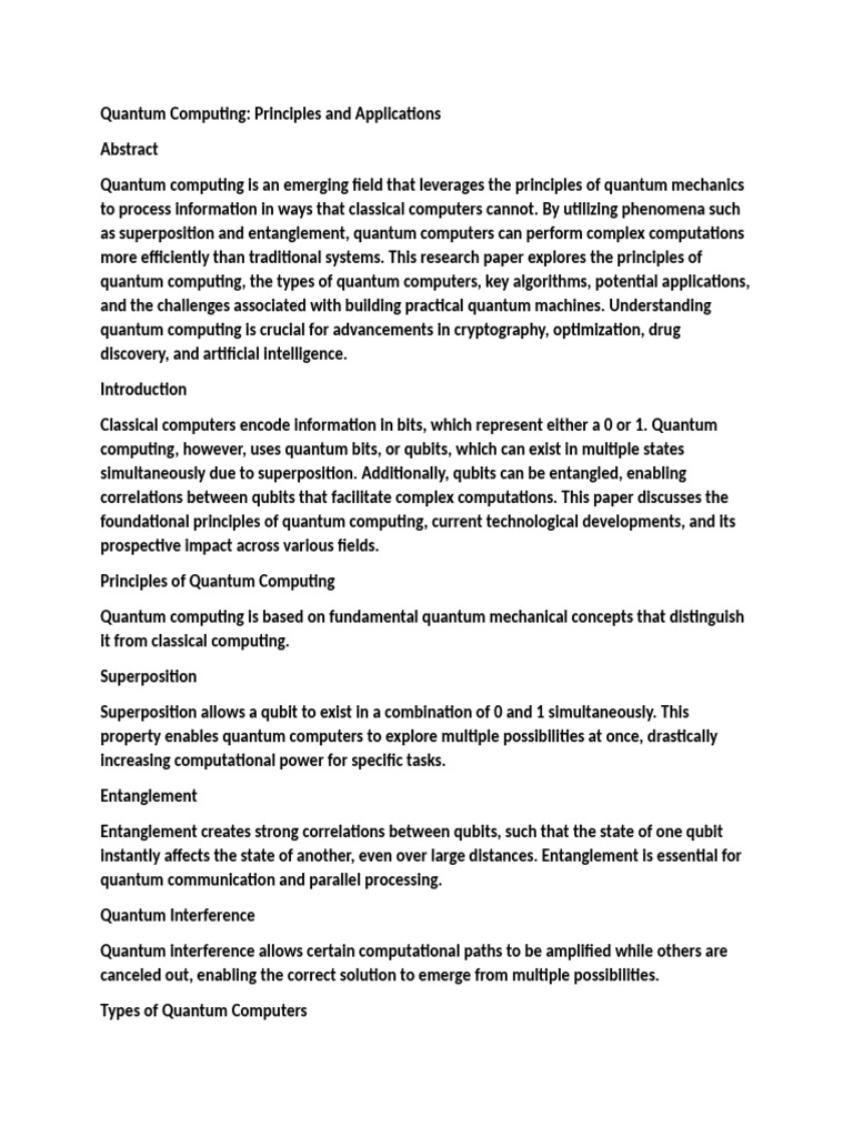 Quantum Computing: Principles & Applications | PDF | Quantum Computing ...