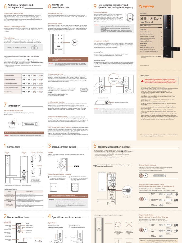 Smart Door Lock User Manual | PDF | Door | Password