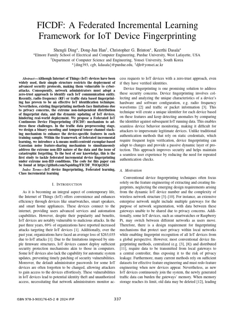 Federated Learning for IoT Fingerprinting | PDF | Internet Of Things ...