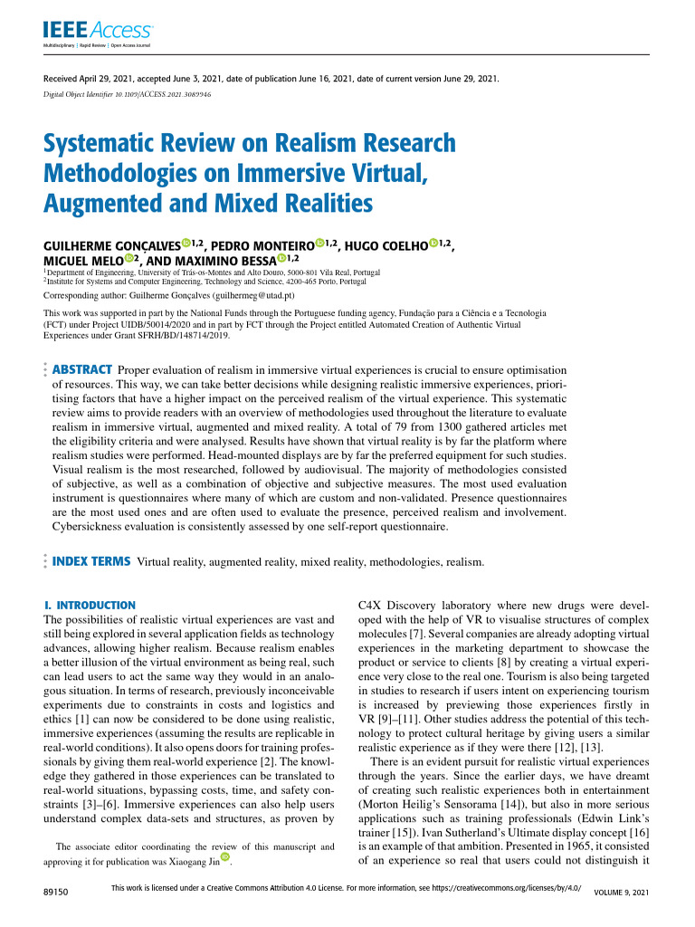 Review of Realism in Immersive Technologies | PDF | Virtual Reality ...