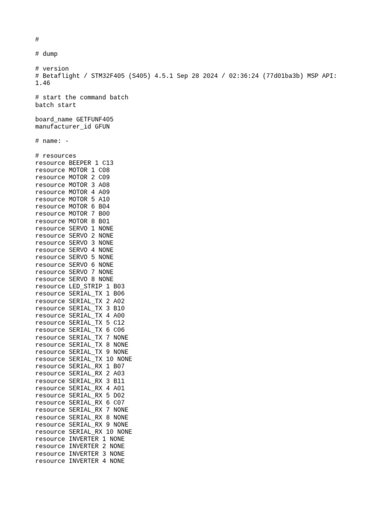 Betaflight STM32F405 Configuration Dump | PDF