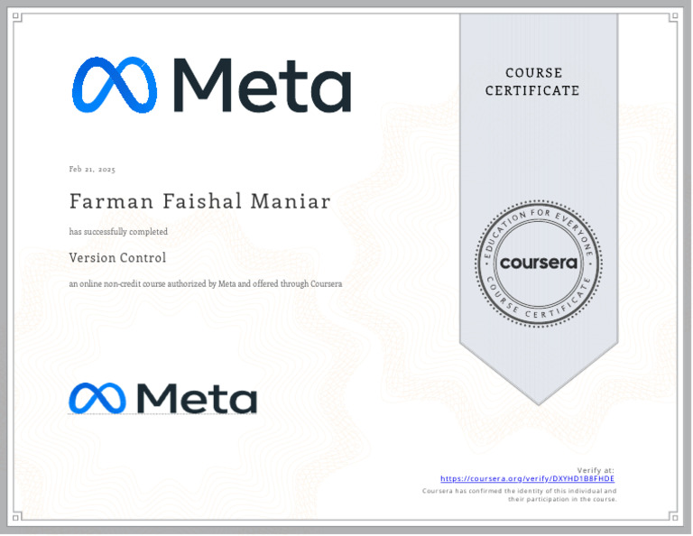 Meta Course Completion Certificate | PDF