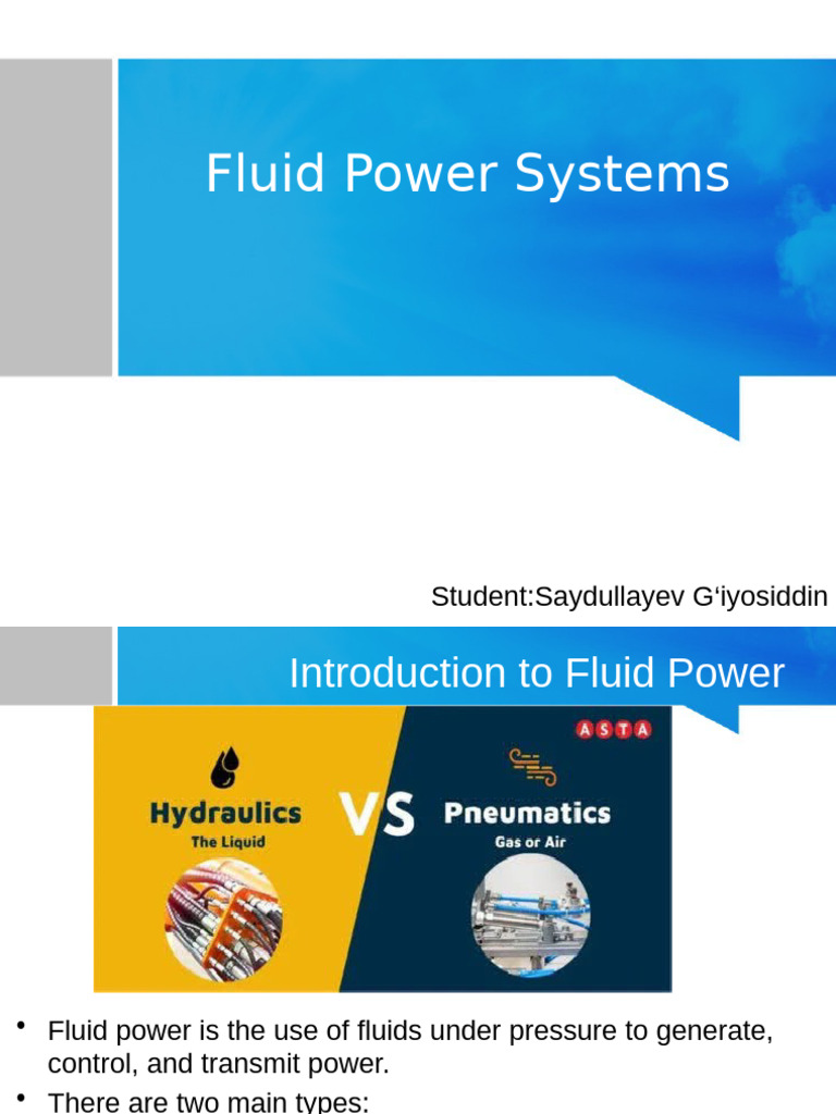Overview of Fluid Power Systems | PDF