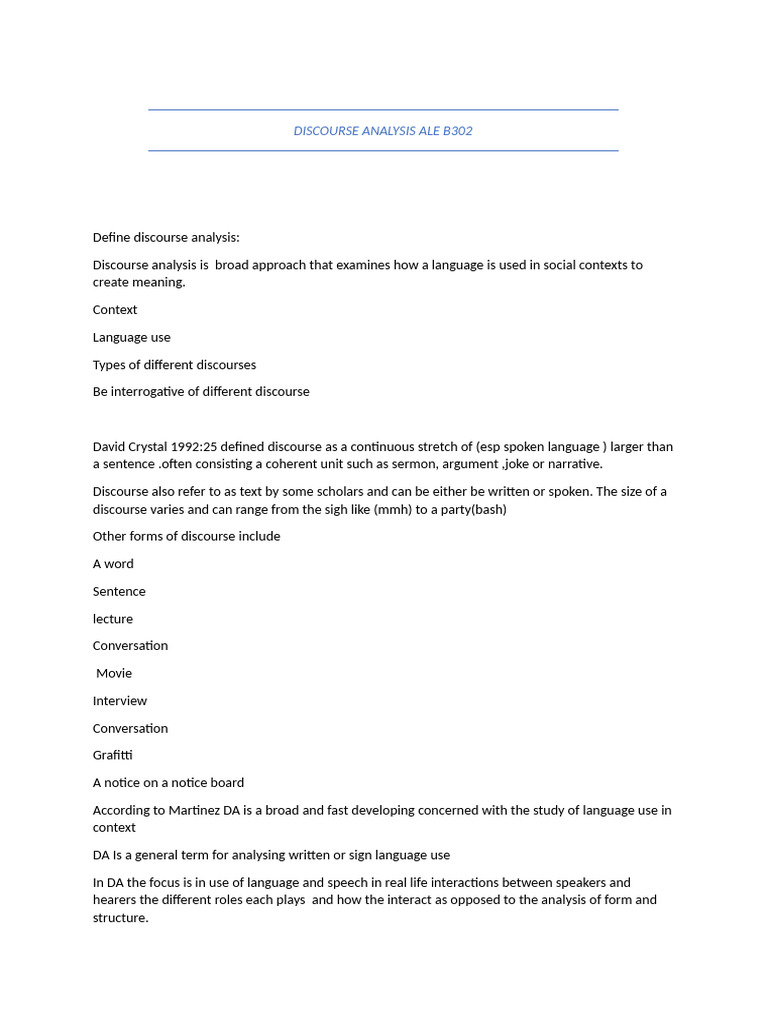 Understanding Discourse Analysis Basics | PDF