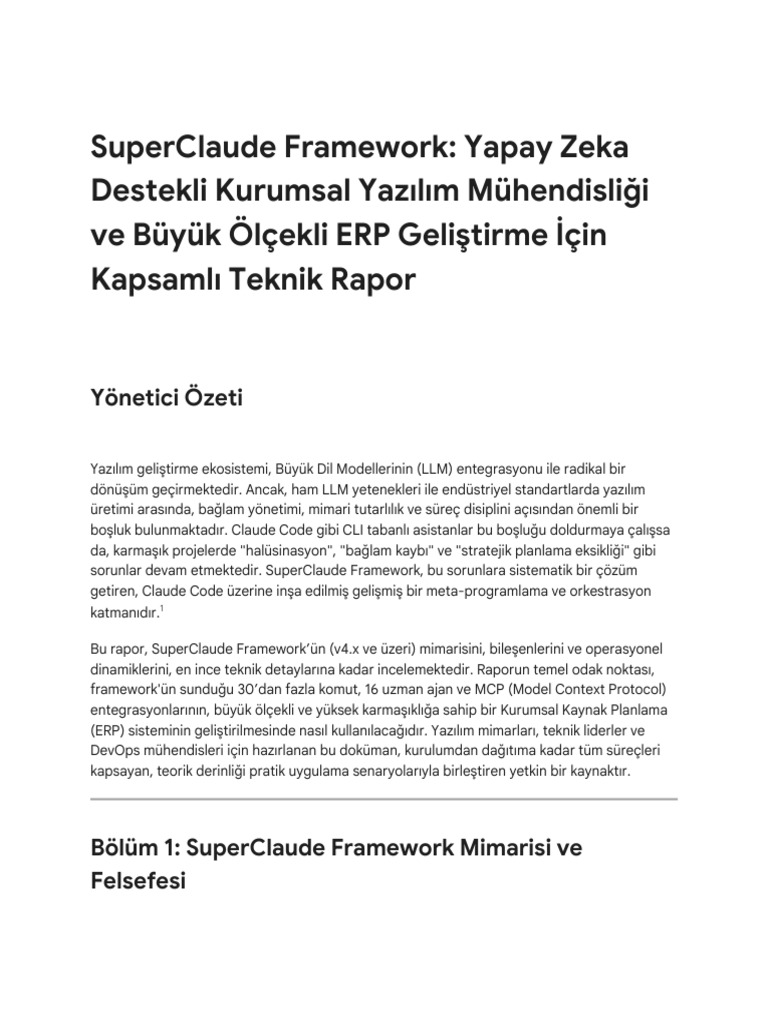 SuperClaude ERP Geliştirme Rehberi | PDF