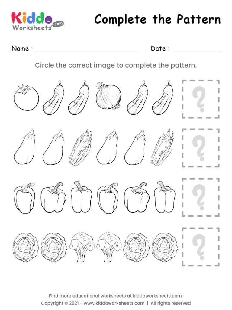 Complete The Pattern Worksheet 5 | PDF