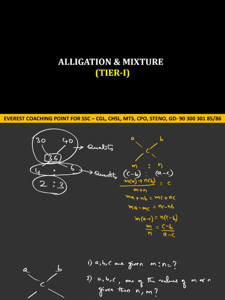 Alligation & Mixutres Class-1 | PDF