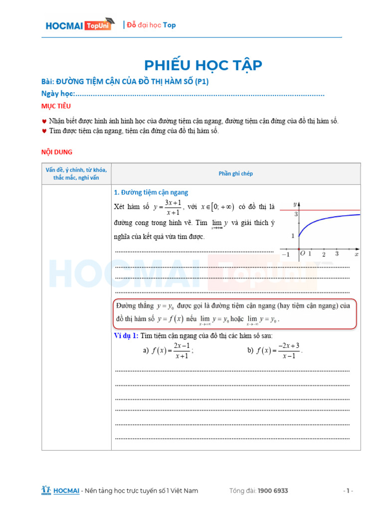 08 TopUni Duong Tiem Can Cua Dt Ham So P1 Toan 12-4 | PDF