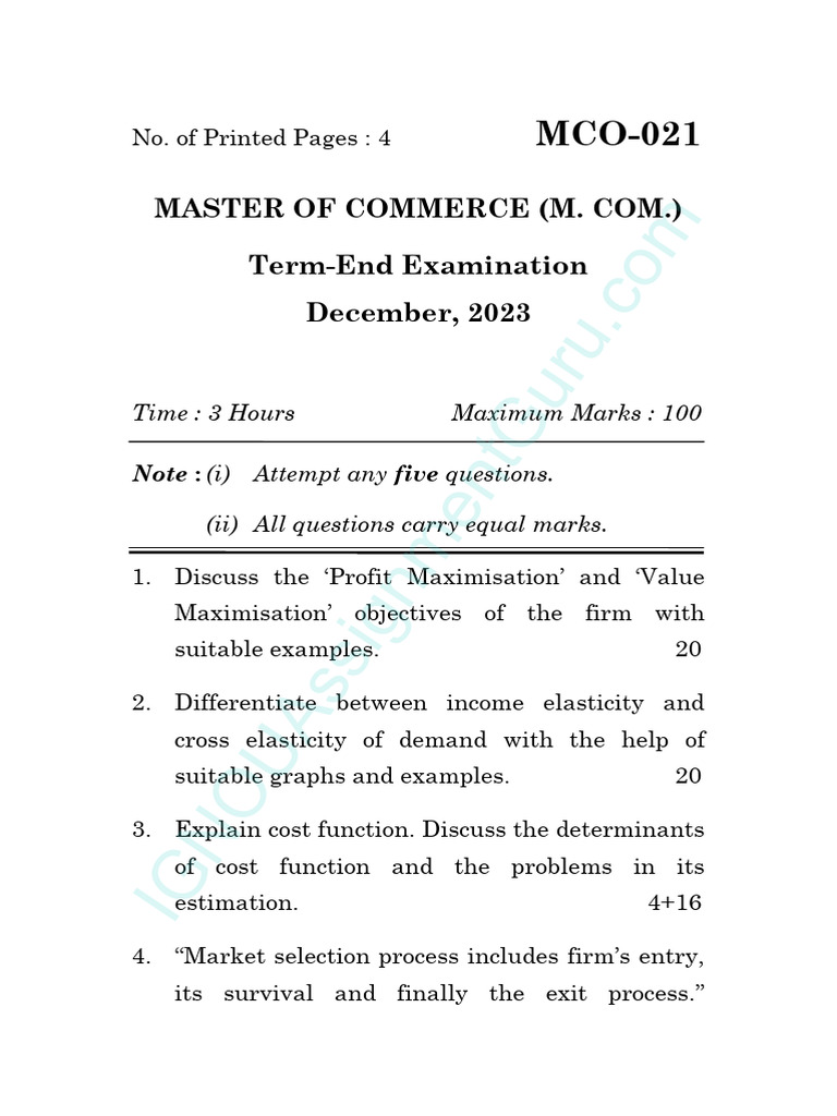 Dec 2023 MCO-021 | PDF | Economics | Demand