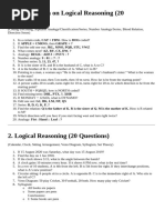 100 Logical Reasoning Practice Questions | PDF