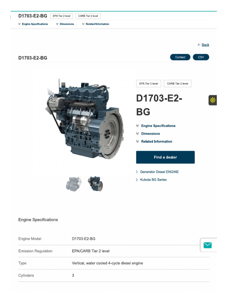 Kubota d1703 E2 BG | PDF