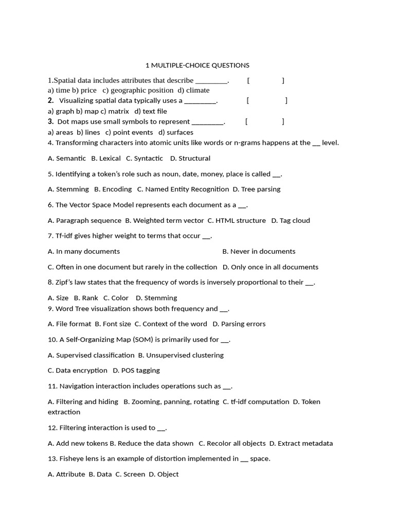 Spatial Data Visualization Quiz | PDF