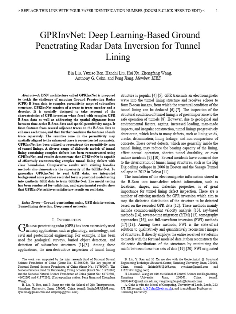 GPRInvNet Deep Learning-Based Ground Penetrating Radar | PDF