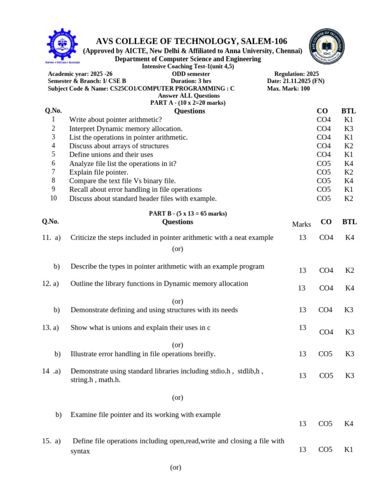 Computer Programming Ict1 (1) | PDF | Pointer (Computer Programming ...