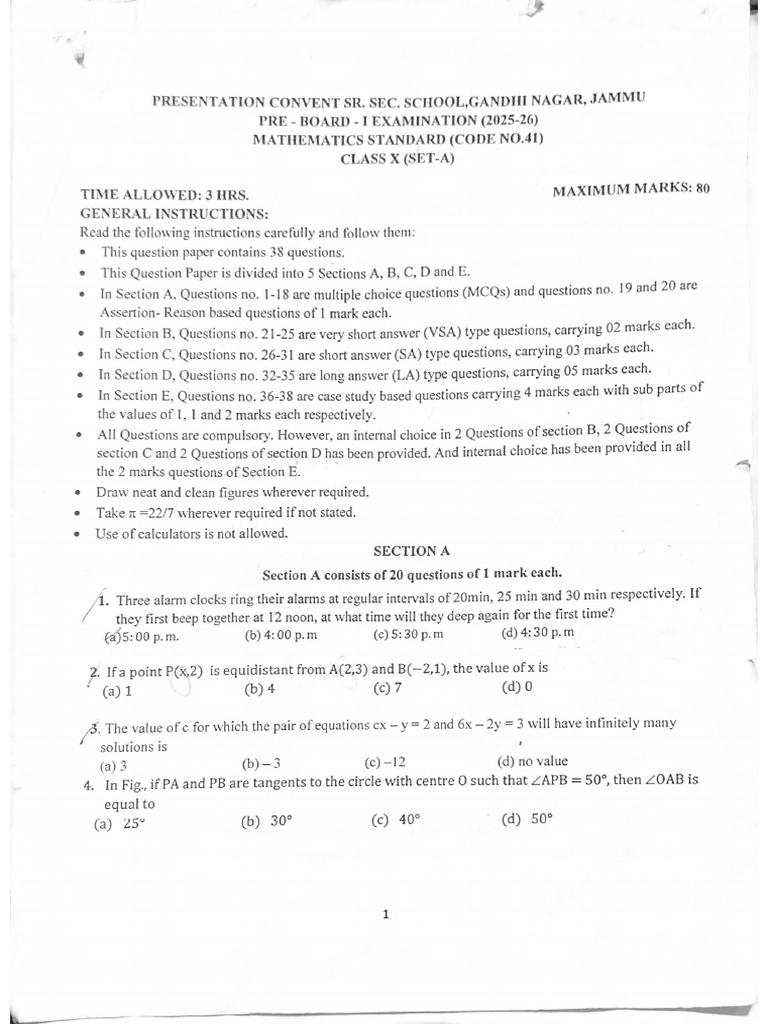 Maths Practice Question Paper | PDF