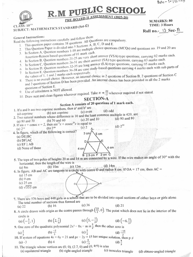 Maths Question Paper For Practice | PDF