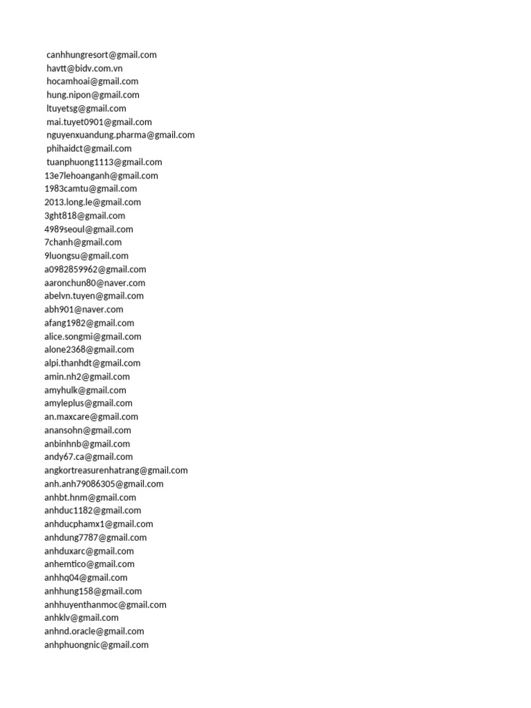 Comprehensive Email Directory List | PDF