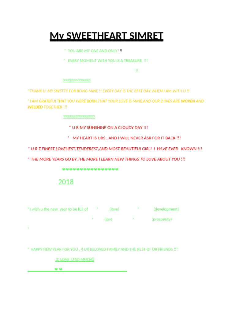 My Sweetheart Simret A | PDF