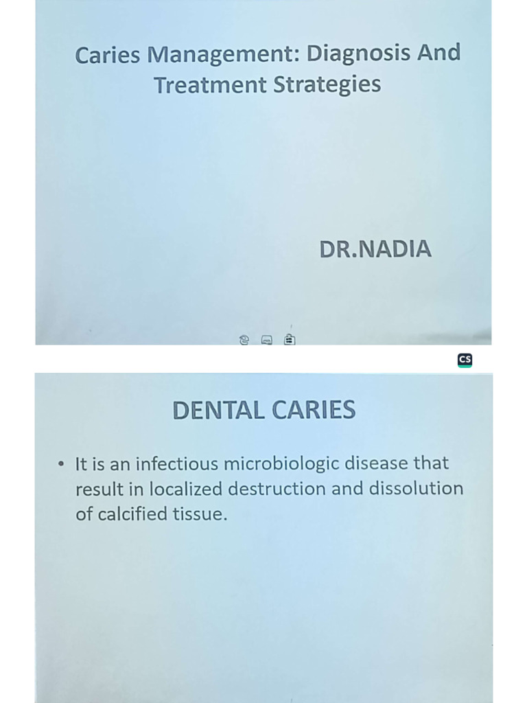 Caries Management Diagnosis and Treatment Strategies (Operative) | PDF