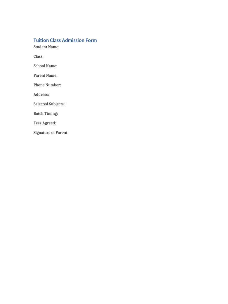 Admission Form 1 | PDF