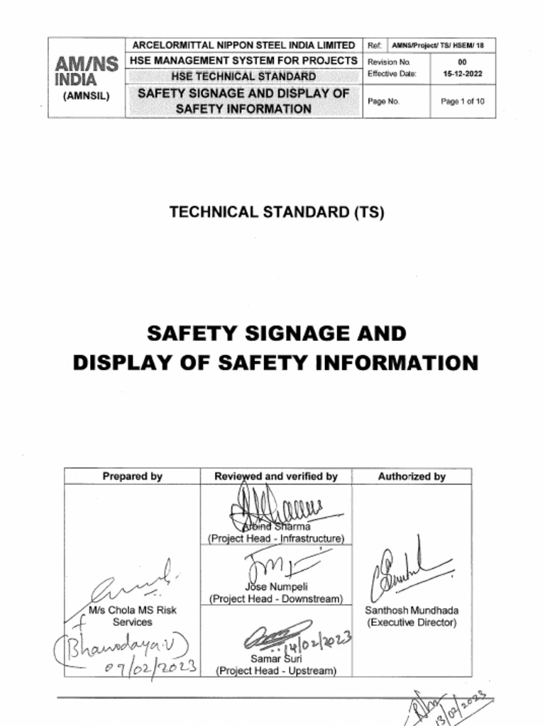 AMNS-HSE-PROJ-TS - 18 - Safety Signage and Display of Safety ...